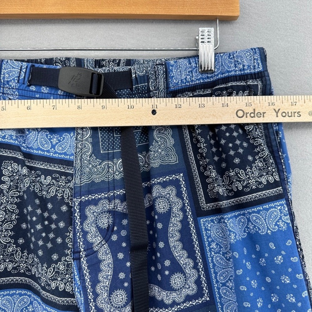 Gramicci Blue Bandana Paisley Patchwork Belted Pants SZ L Streetwear Gorpcore - Picture 4 of 11